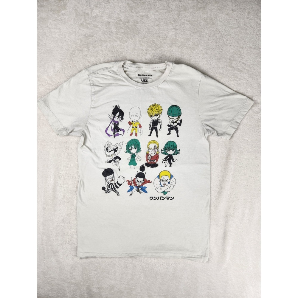 One Punch Mens T Shirt Mens Size S White Short Sleeve Chibi Charaters Logo Adult